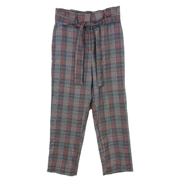 COTTON ON Shannon Pant US 4 Monika Check Print Red Black Plaid Paperbag NWT B36 - Picture 1 of 5